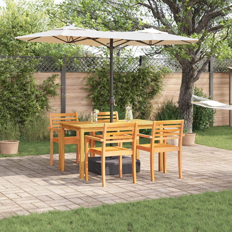 5-Delige Tuin Eetset In Massief Acaciahout 4-Persoons 150 cm tafel lengte