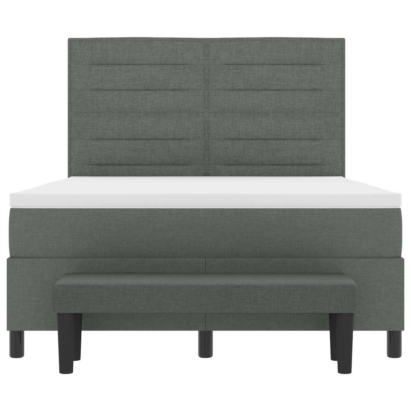 Boxspringbed Met Matras & Bank Stof Donkergrijs 160 x 200 cm Lijnen ontwerp