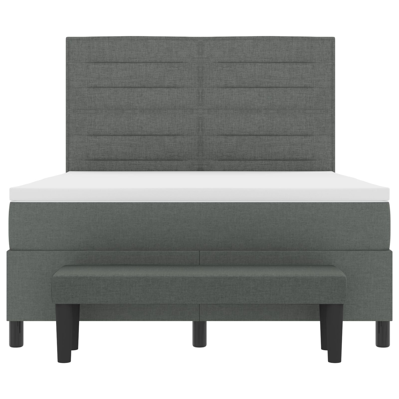Boxspringbed Met Matras & Bank Stof Donkergrijs 160 x 200 cm Lijnen ontwerp