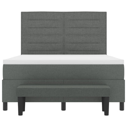 Boxspringbed Met Matras & Bank Stof Donkergrijs 160 x 200 cm Lijnen ontwerp