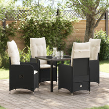 5-Delige Tuinset Met Kussens Zwart Poly Rattan
