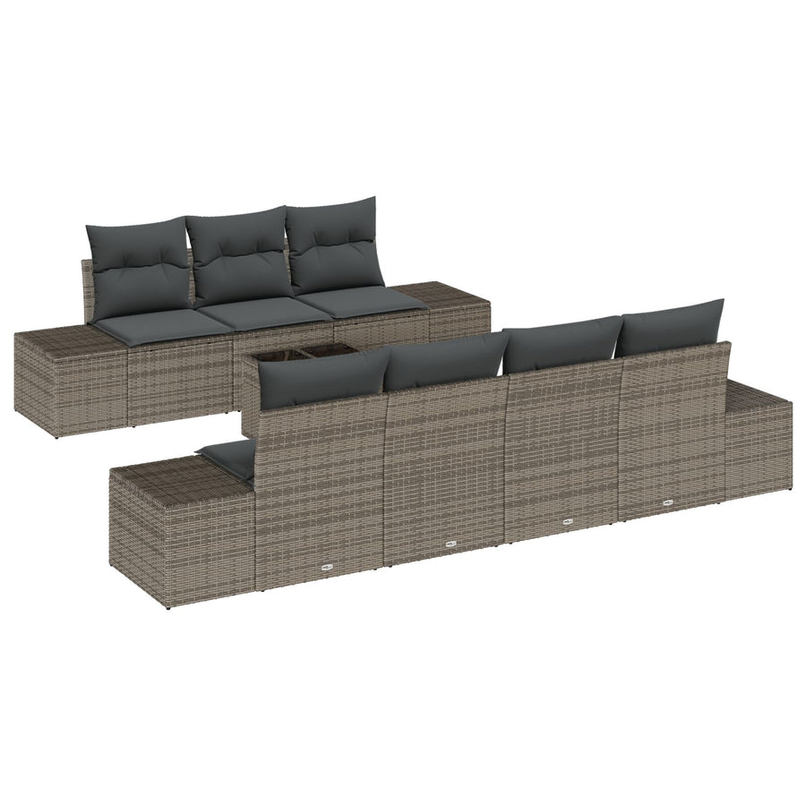8-Delige Tuin Sofa Set Met Kussens Grijs Poly Rattan