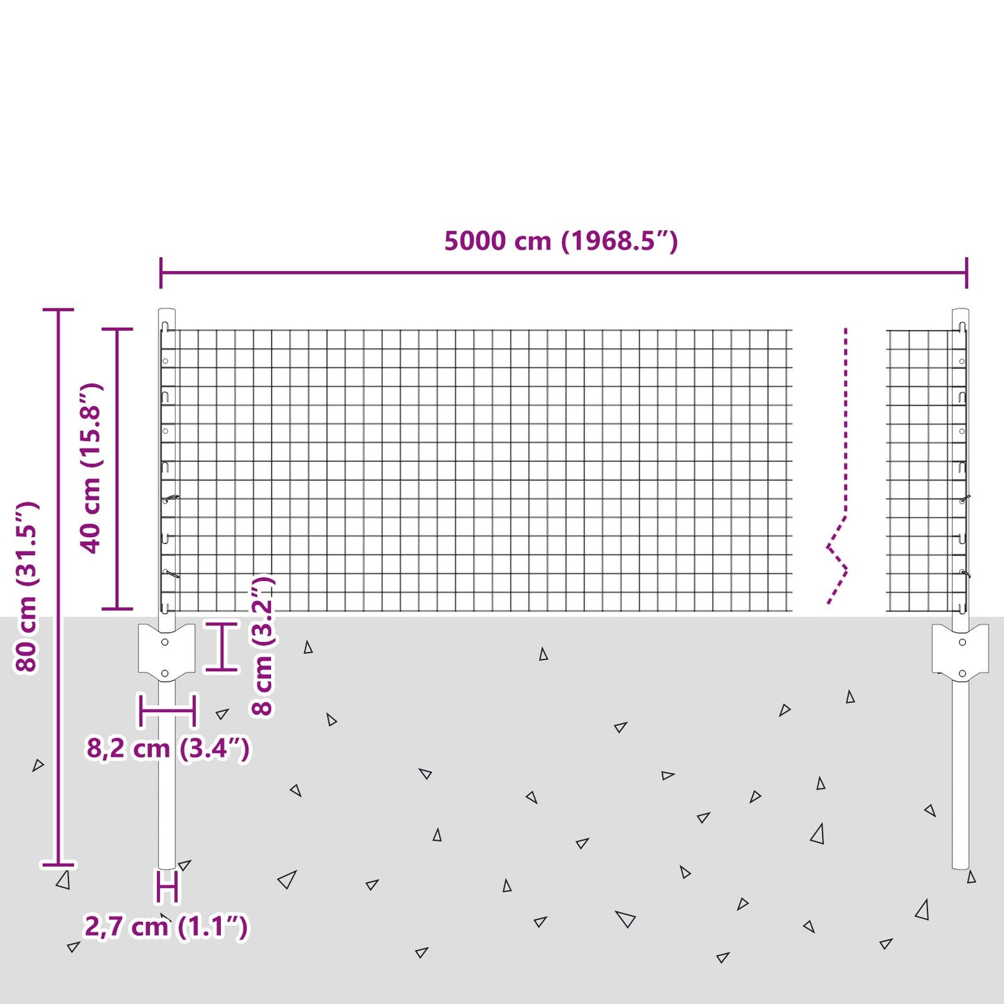 Gelast Draadhek Met 22 U-Palen Zilver 0.4X50 M Staal