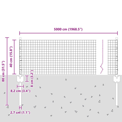 Gelast Draadhek Met 22 U-Palen Zilver 0.4X50 M Staal