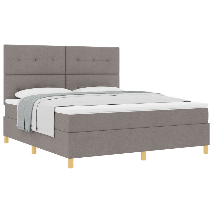 Boxspring Bed Met Matras Taupe Super King Stof Blauw