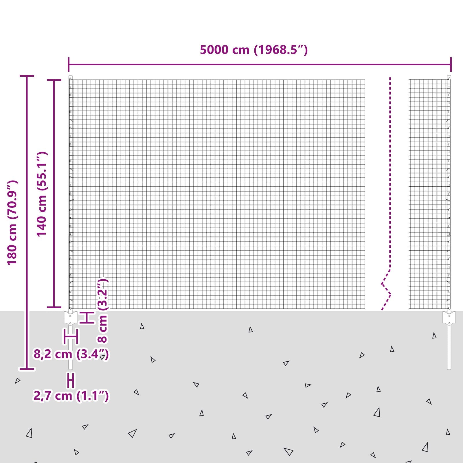 Gelast Draadhek Met 44 U Palen Zilver 1.4X50 M Staal