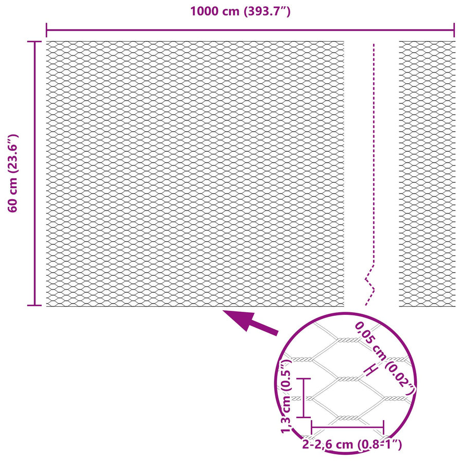 Hexagon Tuinhek 0.6X10 M Verzinkt Staal 10 x 0.6 m 13 mm