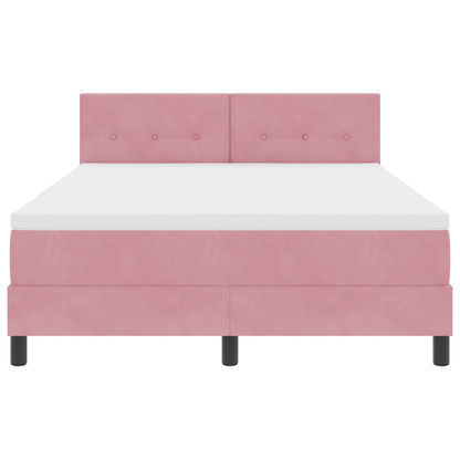 Boxspringbed Met Matras Roze 160X200 Cm Velours Blauw