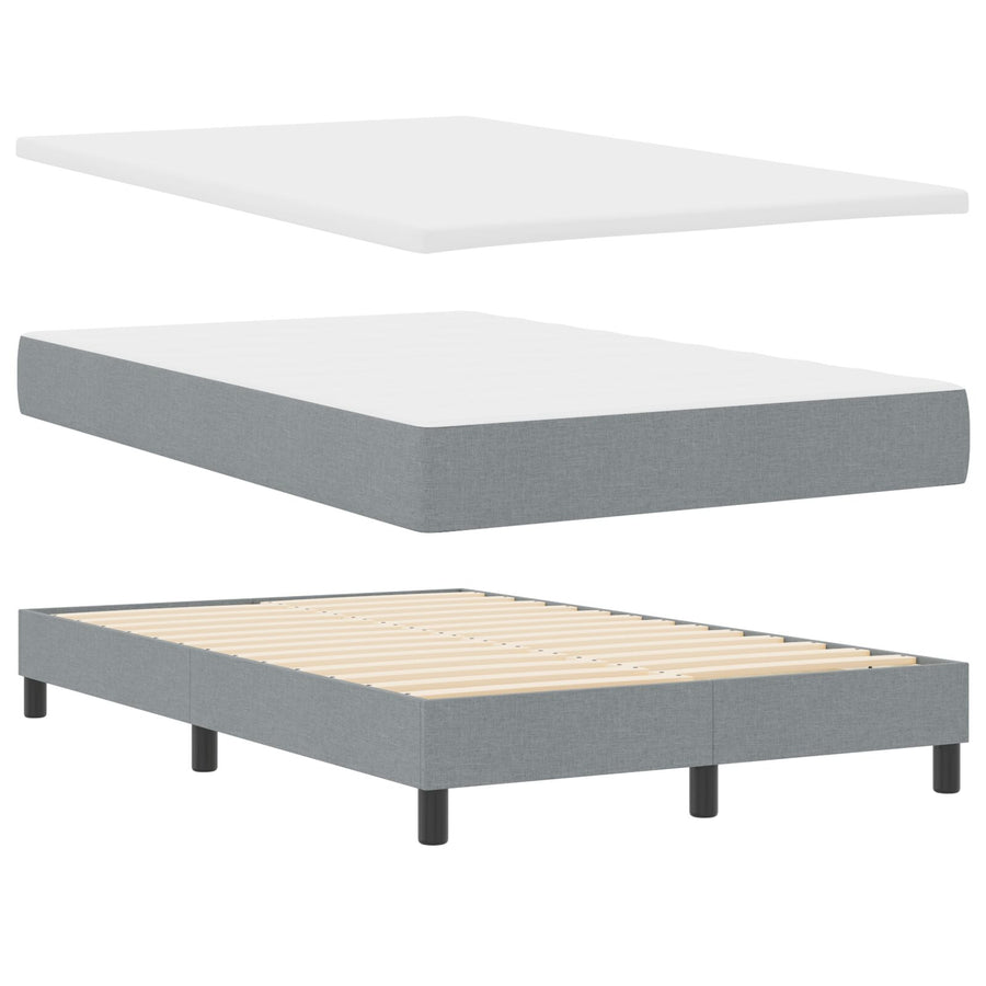 Boxspring Bed Met Matras & Bank Stof Lichtgrijs 120 x 200 cm Lijnen ontwerp