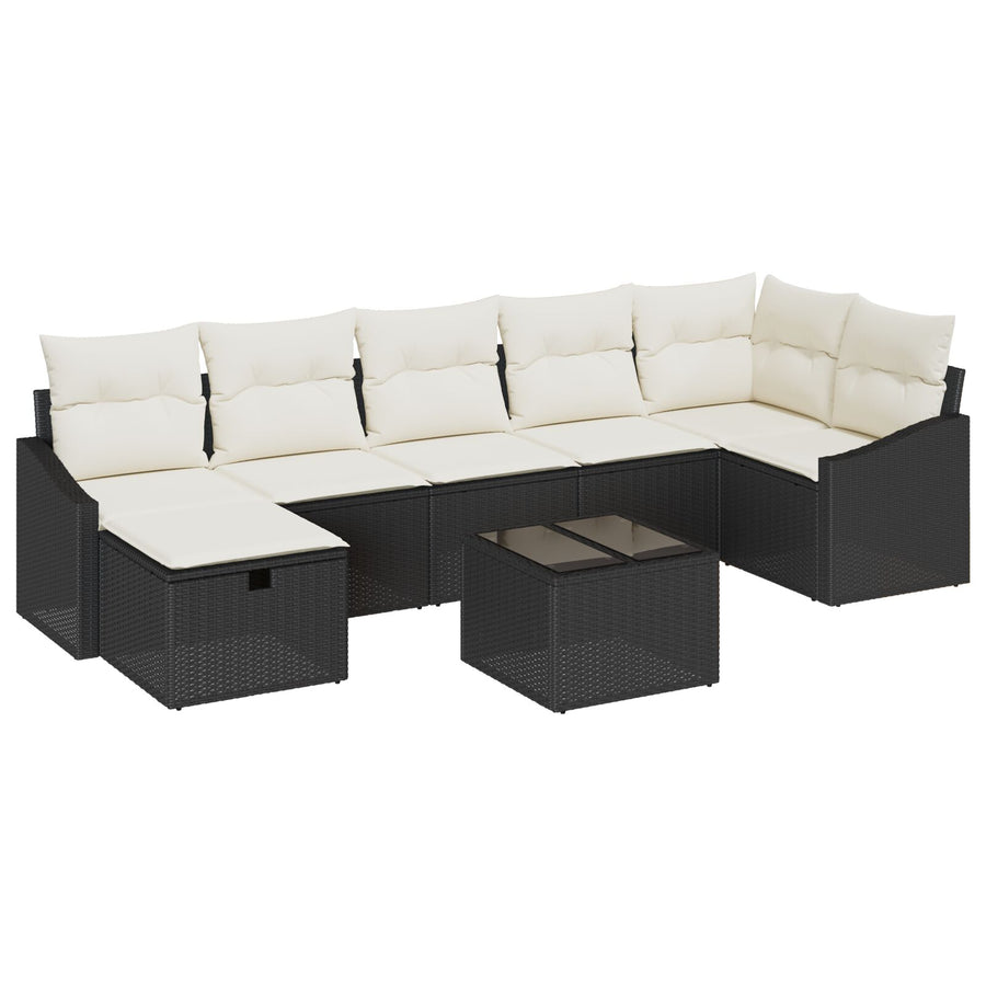 8-Delige Tuinsofa Set Met Kussens Zwarte Poly Rattan Wit