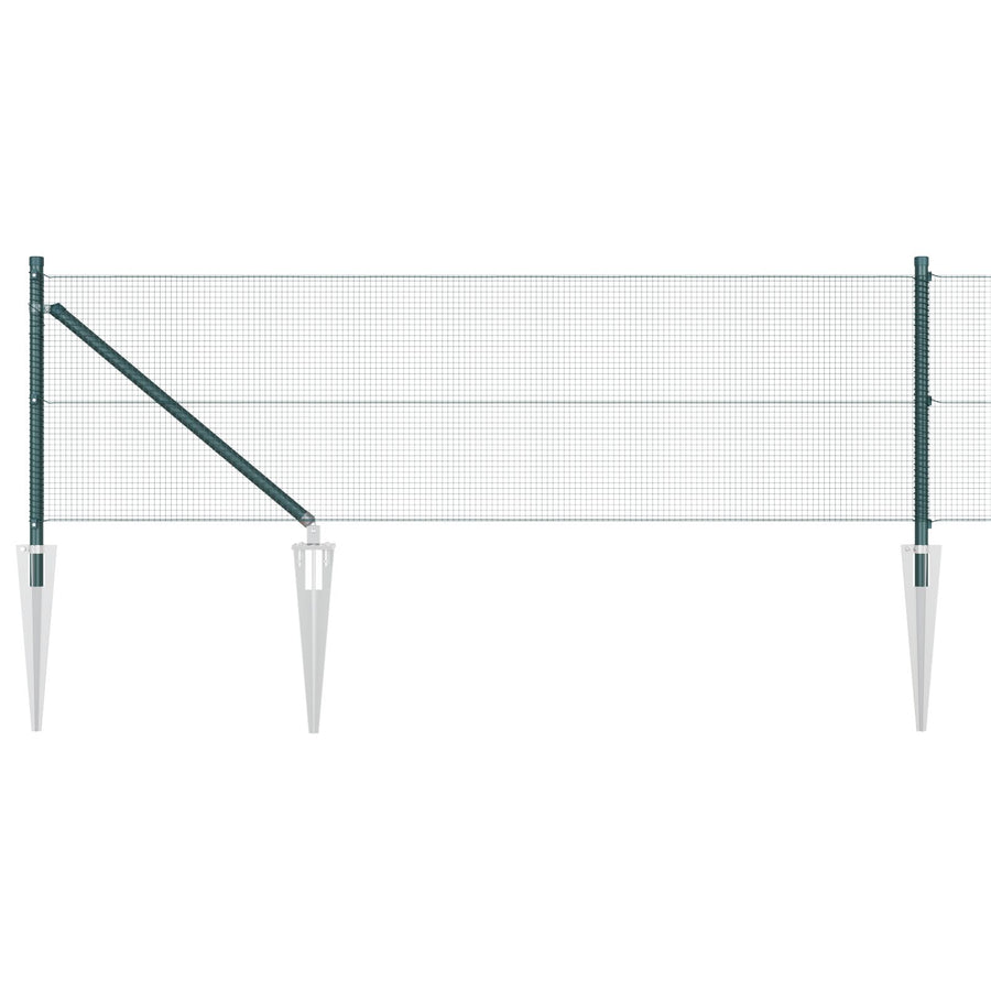 Gelaste Draadhek Met 7 Spijkerposts Groen 0,4X10 M Staal Gegalvaniseerd Staal