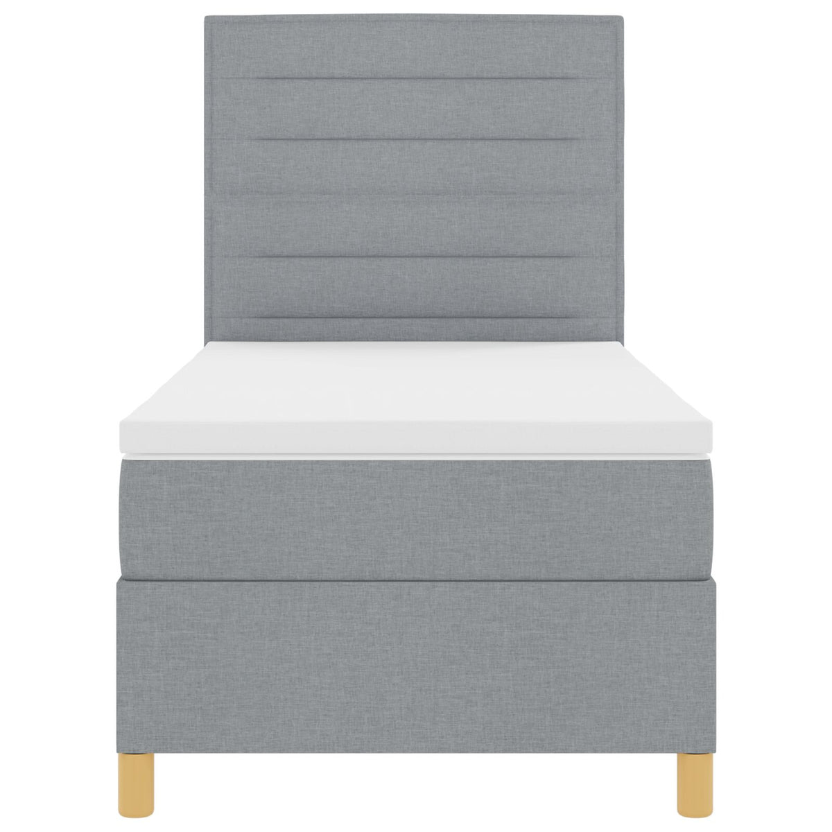 Boxspring Bed Met Matras Lichtgrijs Eenpersoons Stof Blauw