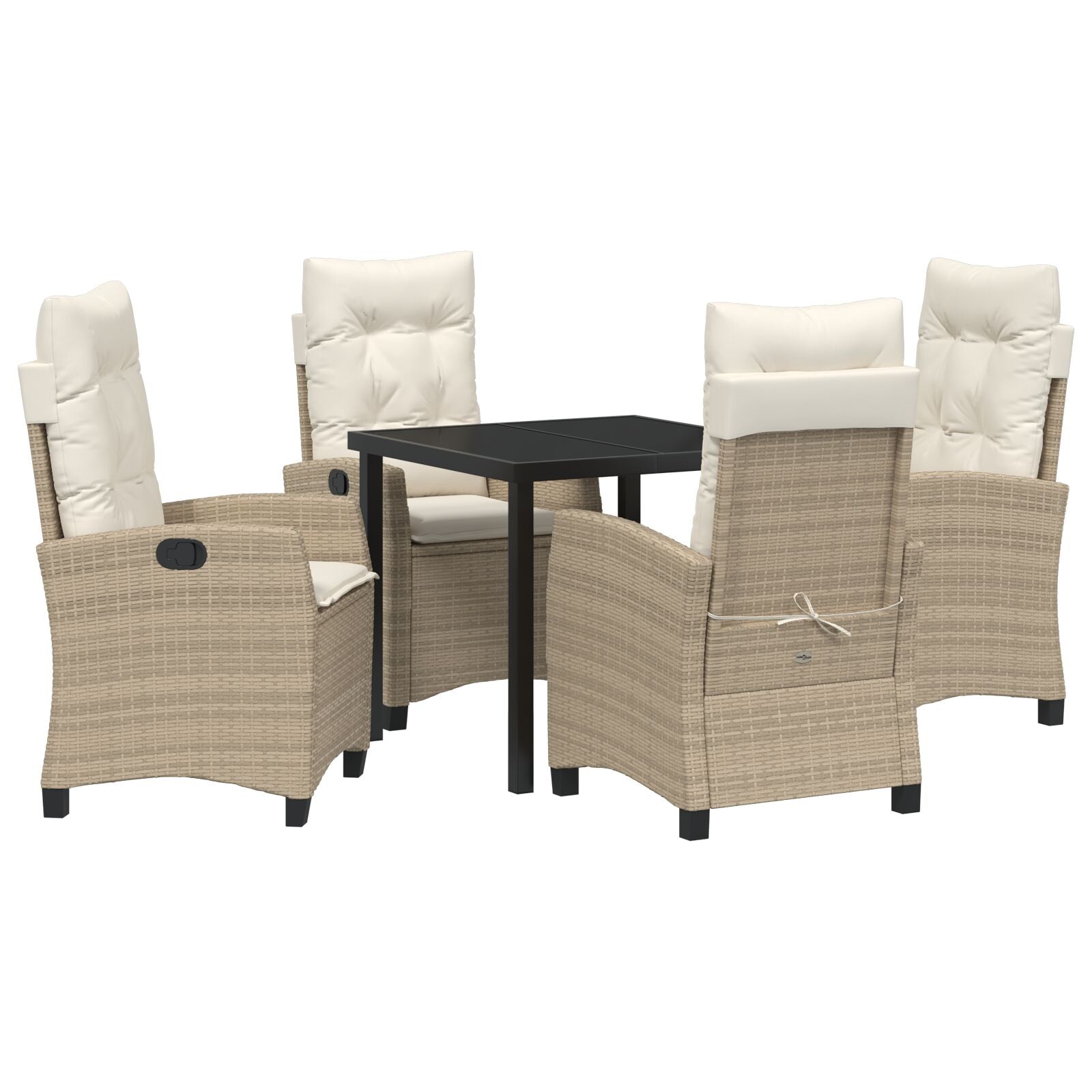 5-Delig Tuin Eetset Met Kussens Beige Poly Rattan