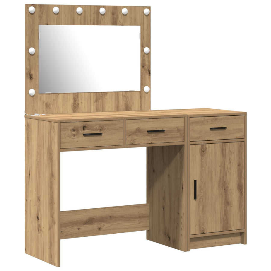 2-Delige Kaptafelset Met Led Artisan Eiken Hout