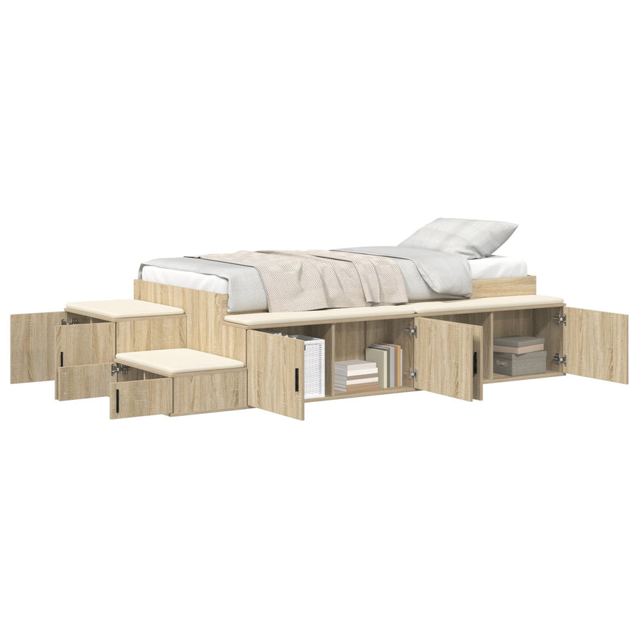 Opbergbedframe Sonoma Eiken 75X190 Cm Artisanaal Eiken