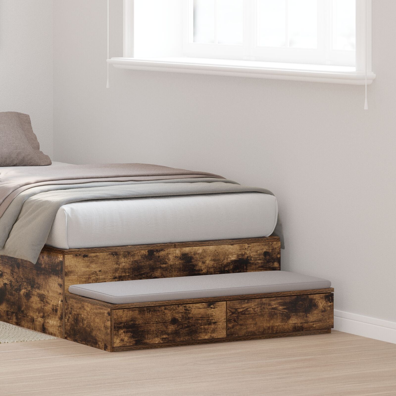 Bedlade Geengineerd Hout Gerookt eiken 75 x 36,5 x 16,5 cm