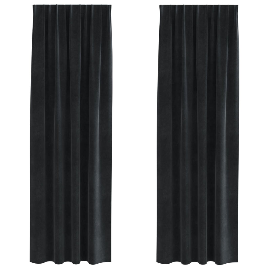 Blackout Gordijnen Met Top Tape 2 Stuks E Fluweel Zwart 140 x 260 cm met ingenaaide band