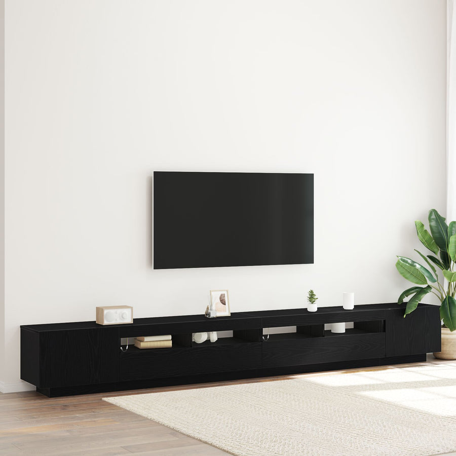Tv-Meubel Met Led-Verlichting 300X35X40 Cm Geengineerd Hout Zwart eiken