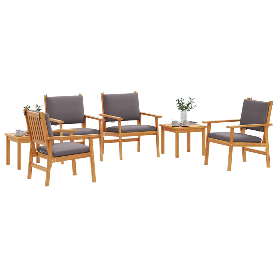 6-Delige Tuin Eetset Met Kussens Van Massief Acaciahout 2x tafel + 4x stoel Antraciet