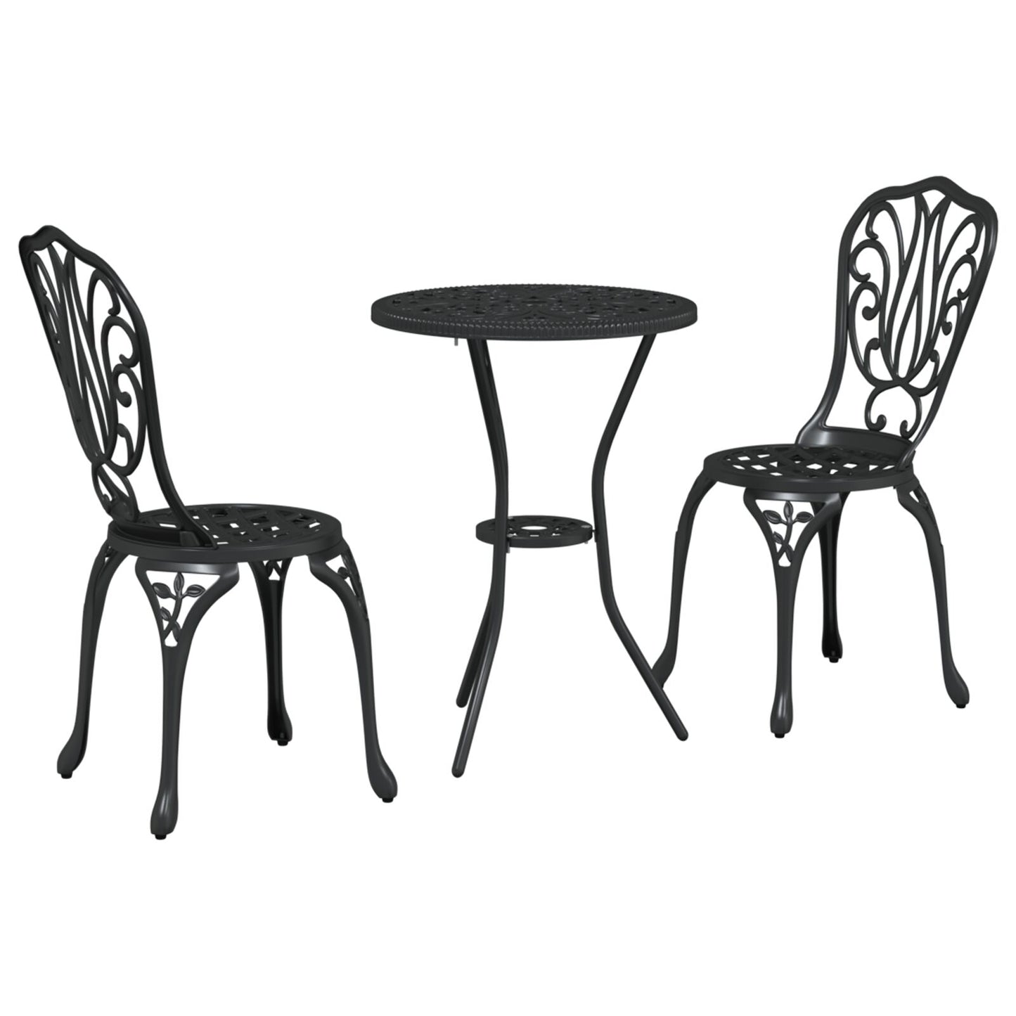 3-Delige Tuin Bistro Set Gietaluminium Zwart