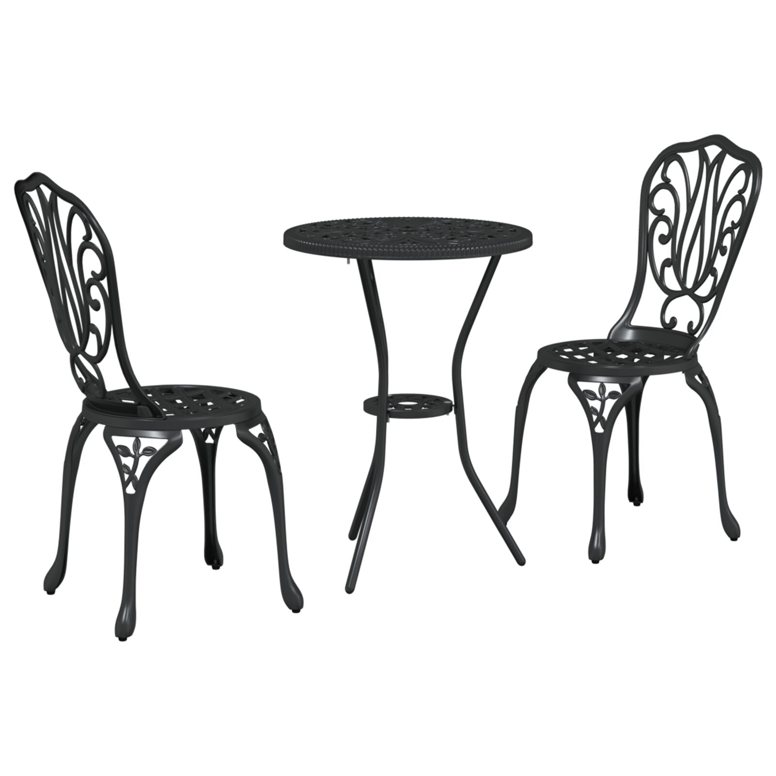3-Delige Tuin Bistro Set Gietaluminium Zwart