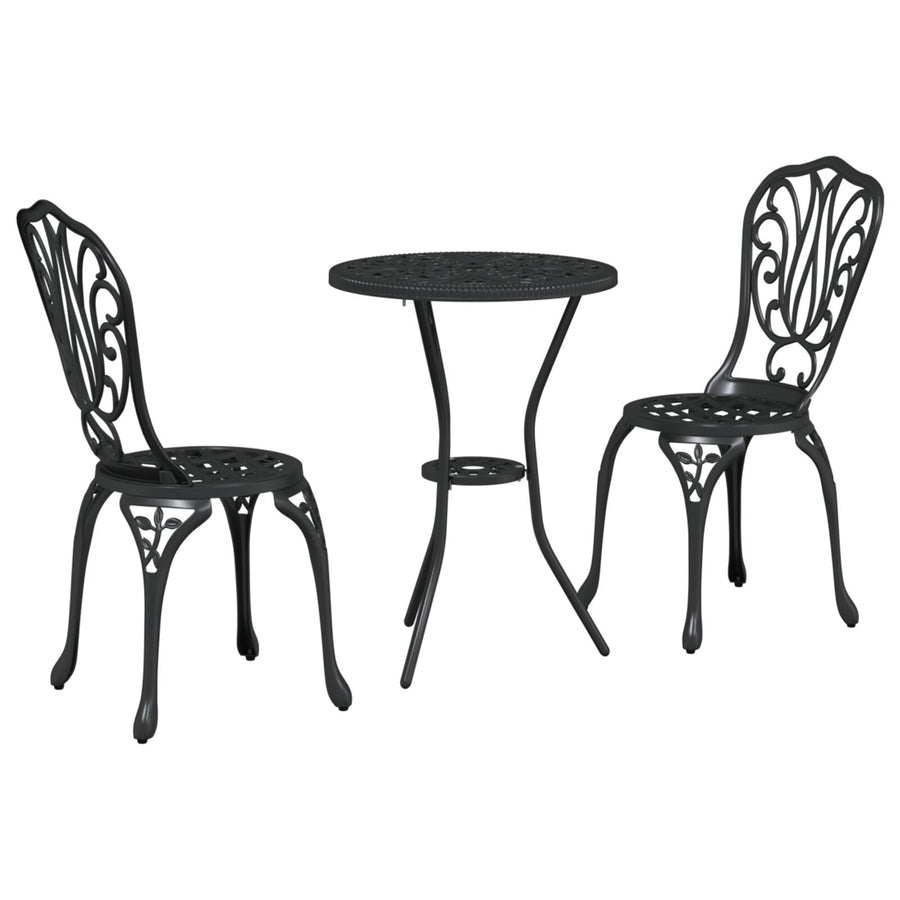 3-Delige Tuin Bistro Set Gietaluminium Zwart