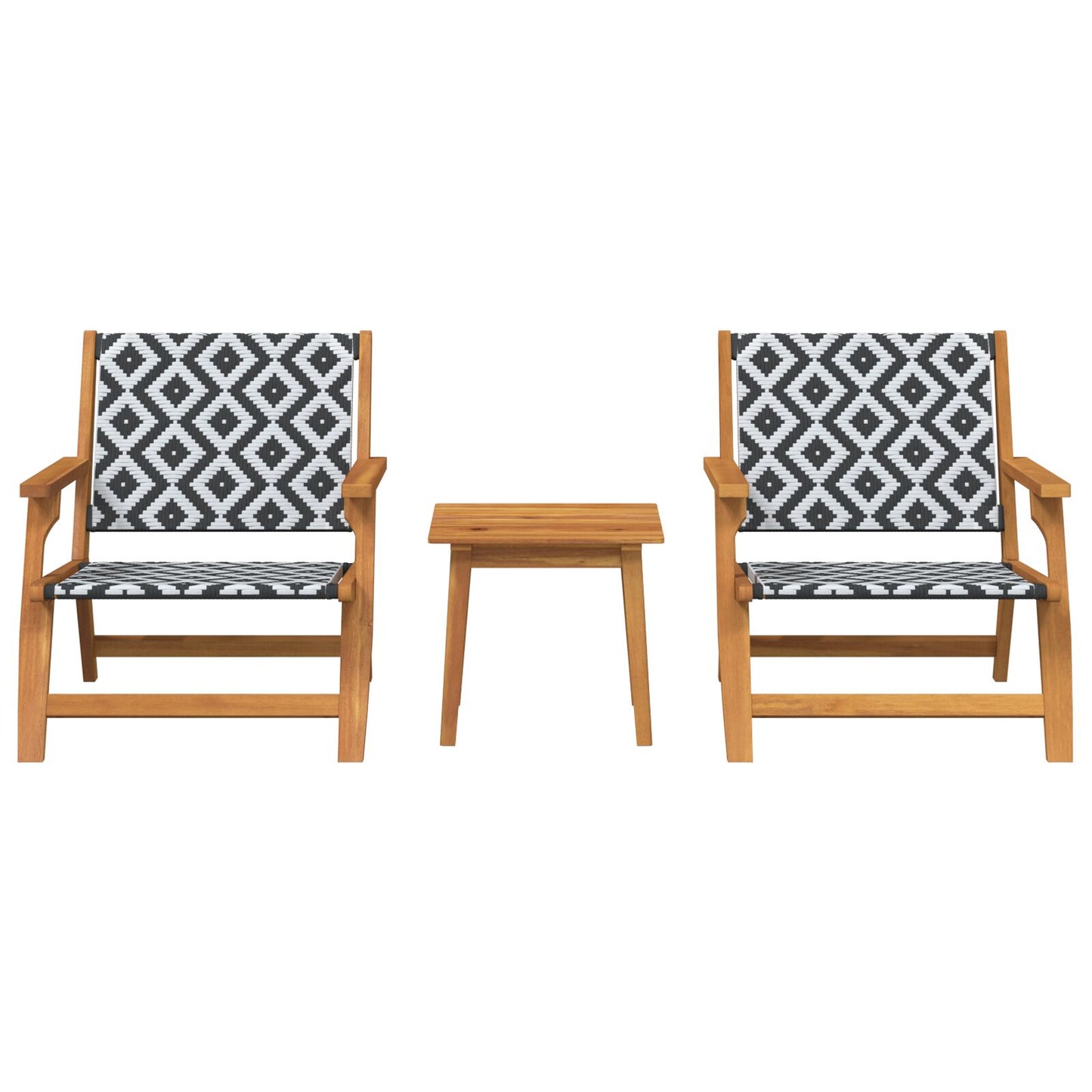 Tuinstoelen Met Tafel 3-Delige Set Zwart En Wit Massief Acaciahout Zwart-wit 2x stoel + tafel