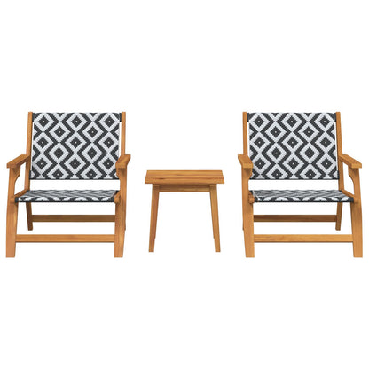 Tuinstoelen Met Tafel 3-Delige Set Zwart En Wit Massief Acaciahout Zwart-wit 2x stoel + tafel