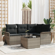 Tuinset poly rattan 5 delig grijs