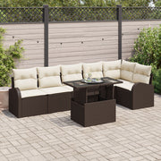 Tuin loungeset 7-delig poly rattan bruin