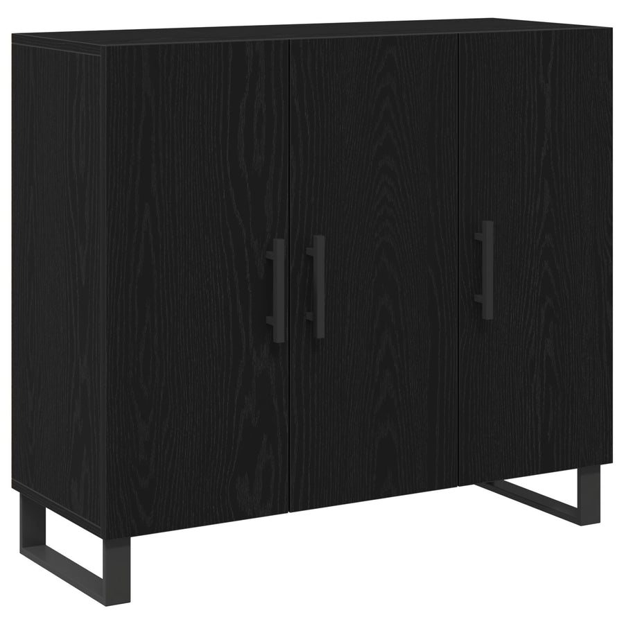 Sideboard Met 3 Deuren Zwart Eiken 90X34X80 Cm Geengineerd Hout