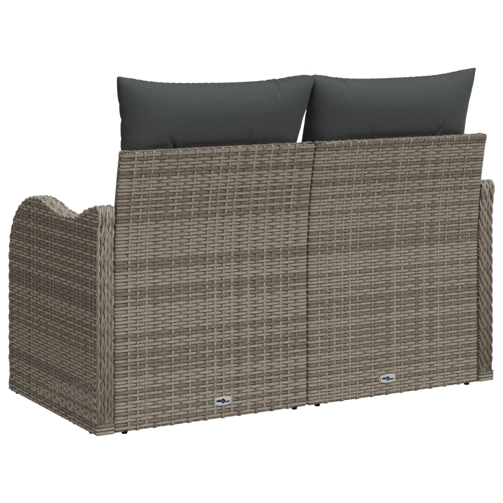 2-Zits Tuinbank Met Kussens Poly Rattan Grijs zonder opbergruimte