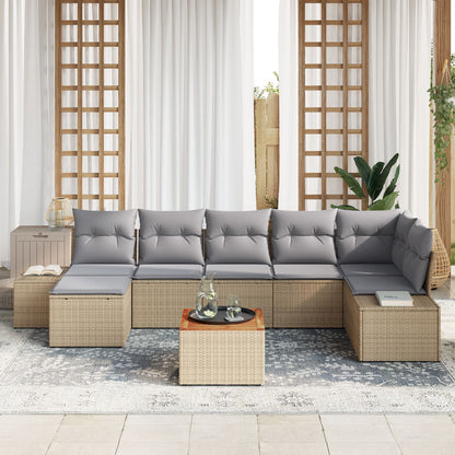 Tuin Sofa Set Set Van 8 Beige En Grijs Rattan En Stof Standaard