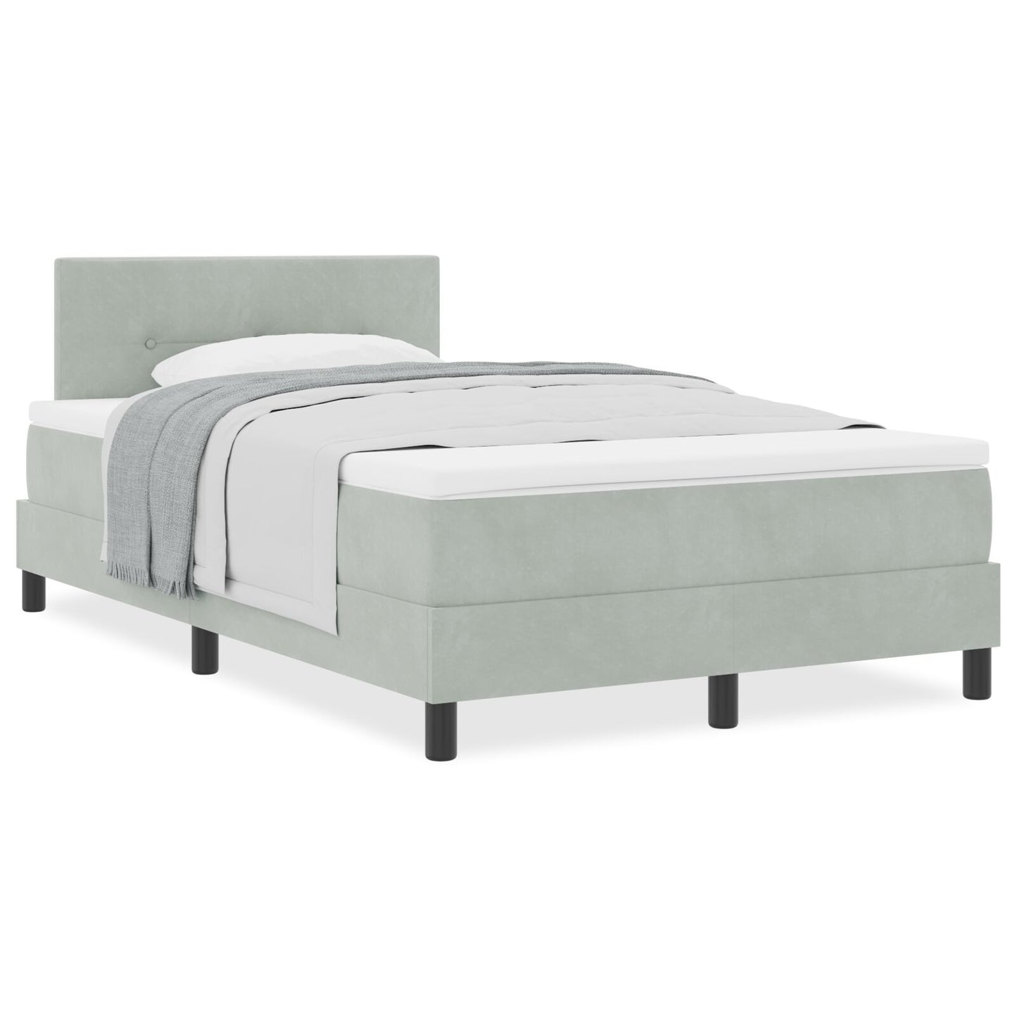 Boxspringbed Met Matras Lichtgrijs 120X200 Cm Fluweel Blauw