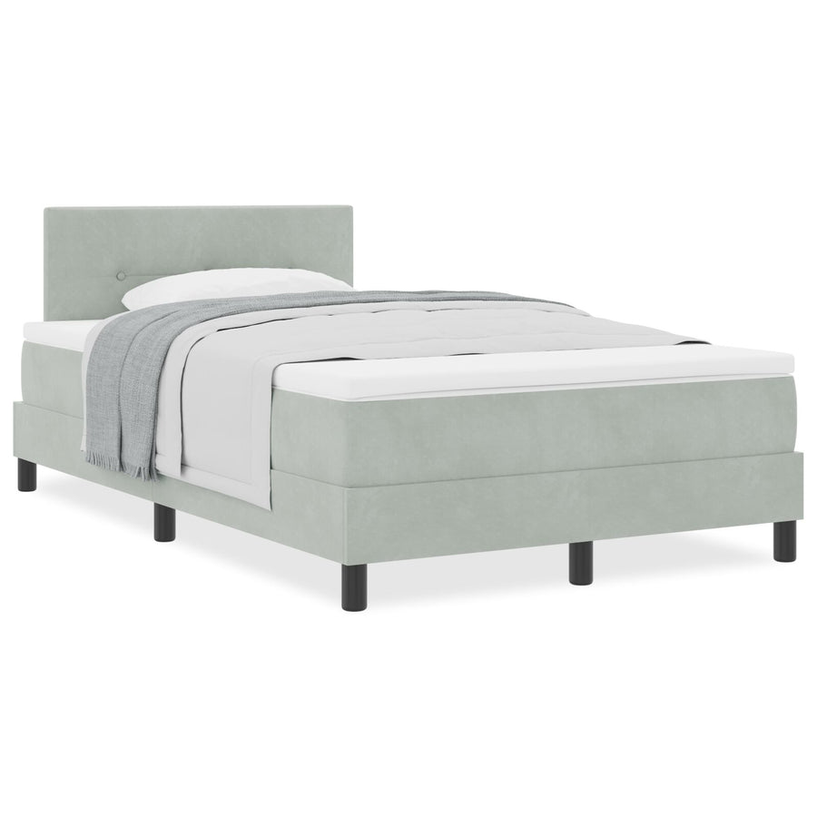 Boxspringbed Met Matras Lichtgrijs 120X200 Cm Fluweel Blauw