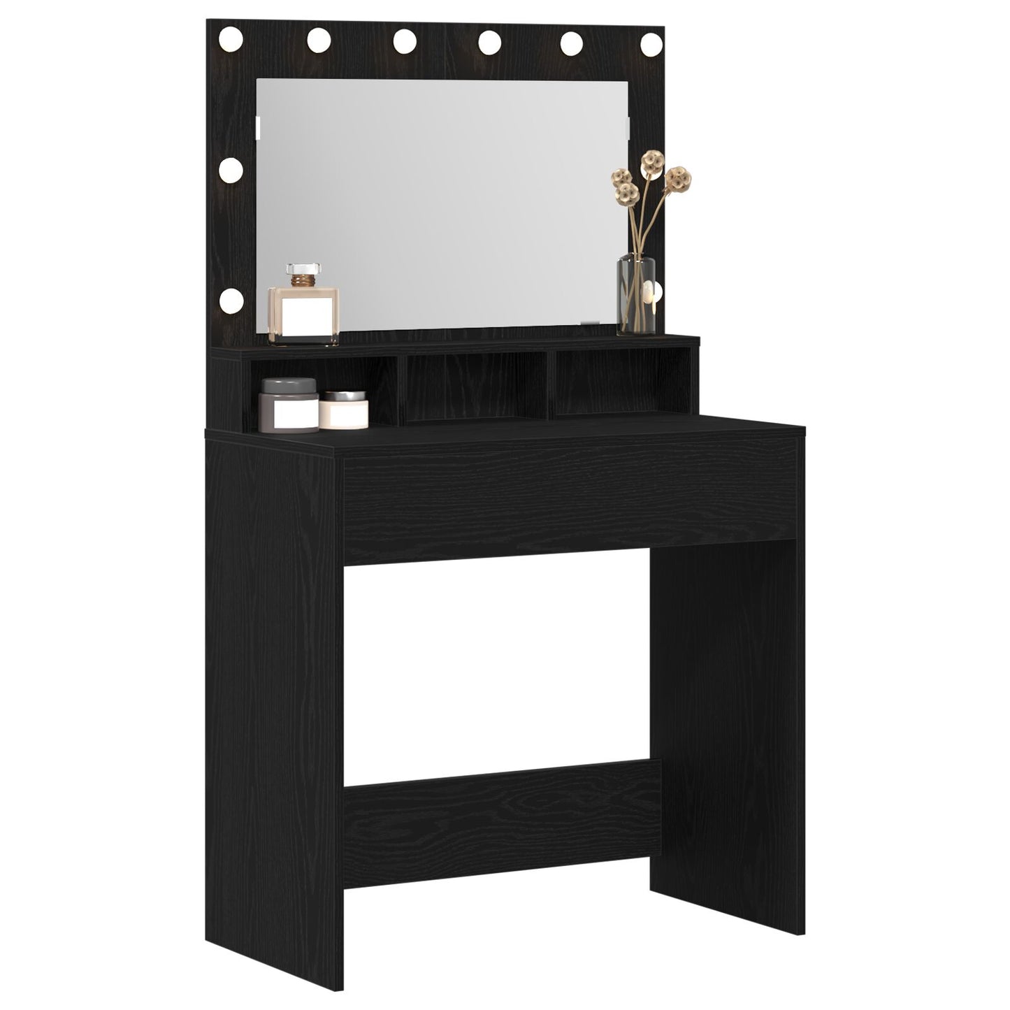 Kaptafel Met Led-Verlichting - - Zwart eiken 79 x 41 x 135 cm