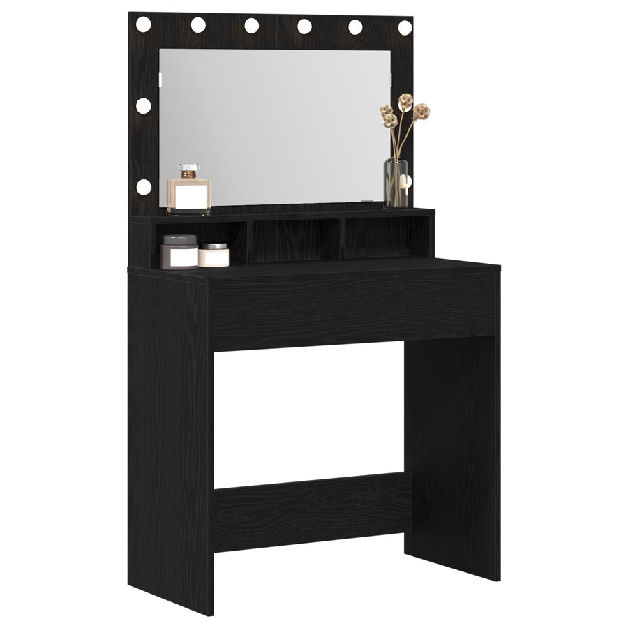 Kaptafel Met Led-Verlichting - - Zwart eiken 79 x 41 x 135 cm
