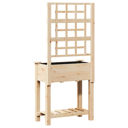Tuinbak Met Trellis En Plank 71X37X152 Cm Massief Vurenhout 71 x 38 x 152 cm