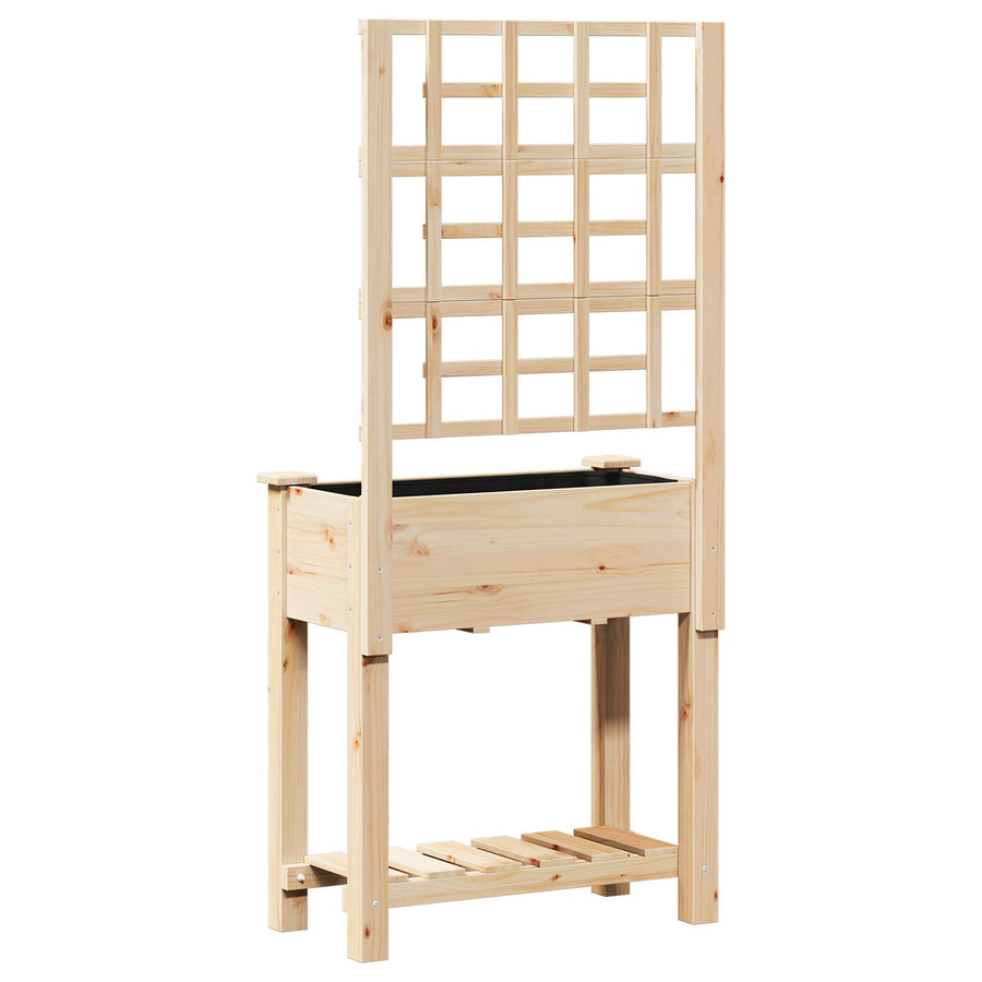 Tuinbak Met Trellis En Plank 71X37X152 Cm Massief Vurenhout 71 x 38 x 152 cm