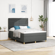 Boxspringbed met matras 140x200 cm donkergrijs stof