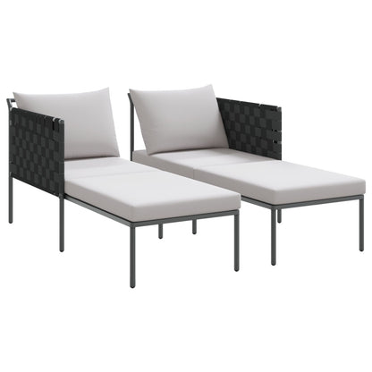 Zonnenbed Met Kussens Voor 2 Personen Antraciet 115X153X69,5 Cm Staal Lichtgrijs