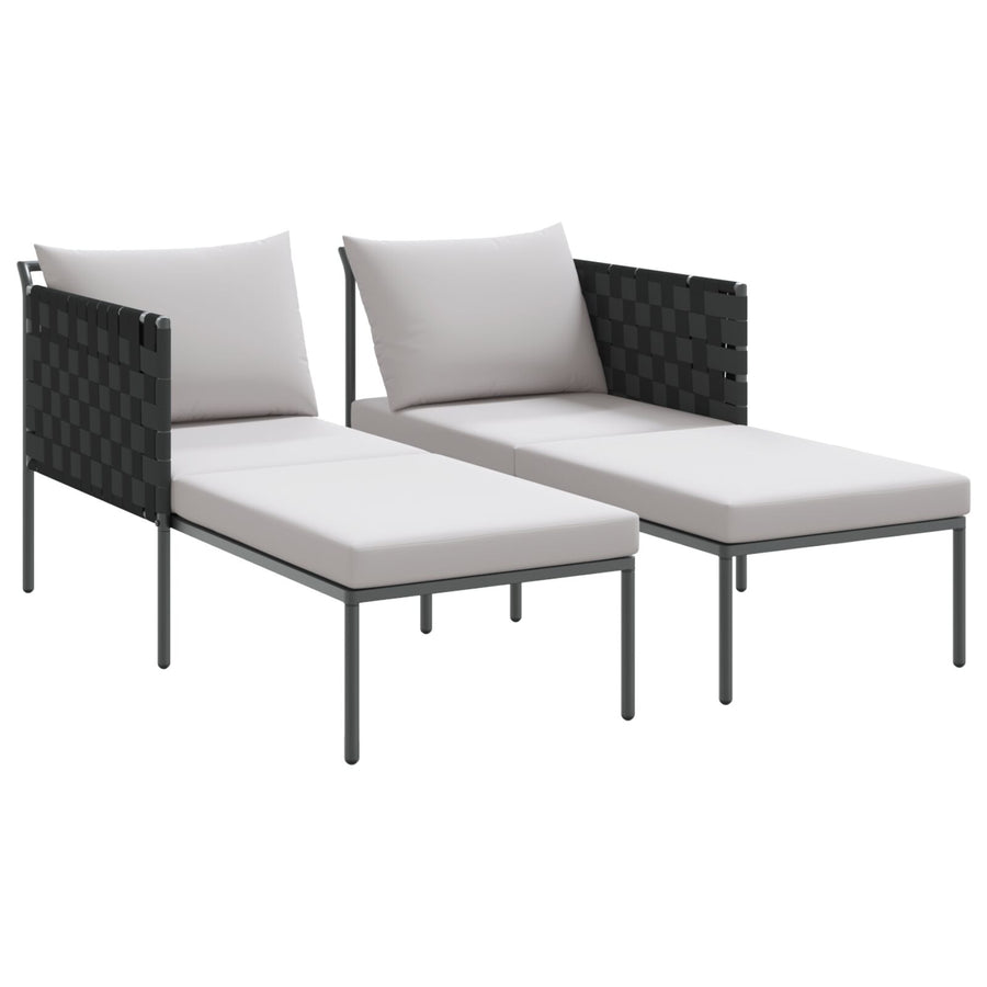 Zonnenbed Met Kussens Voor 2 Personen Antraciet 115X153X69,5 Cm Staal Lichtgrijs