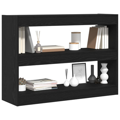 Boekenkast/Kamerdivider Zwart Eiken 100X30X72 Cm Bewerkt Hout