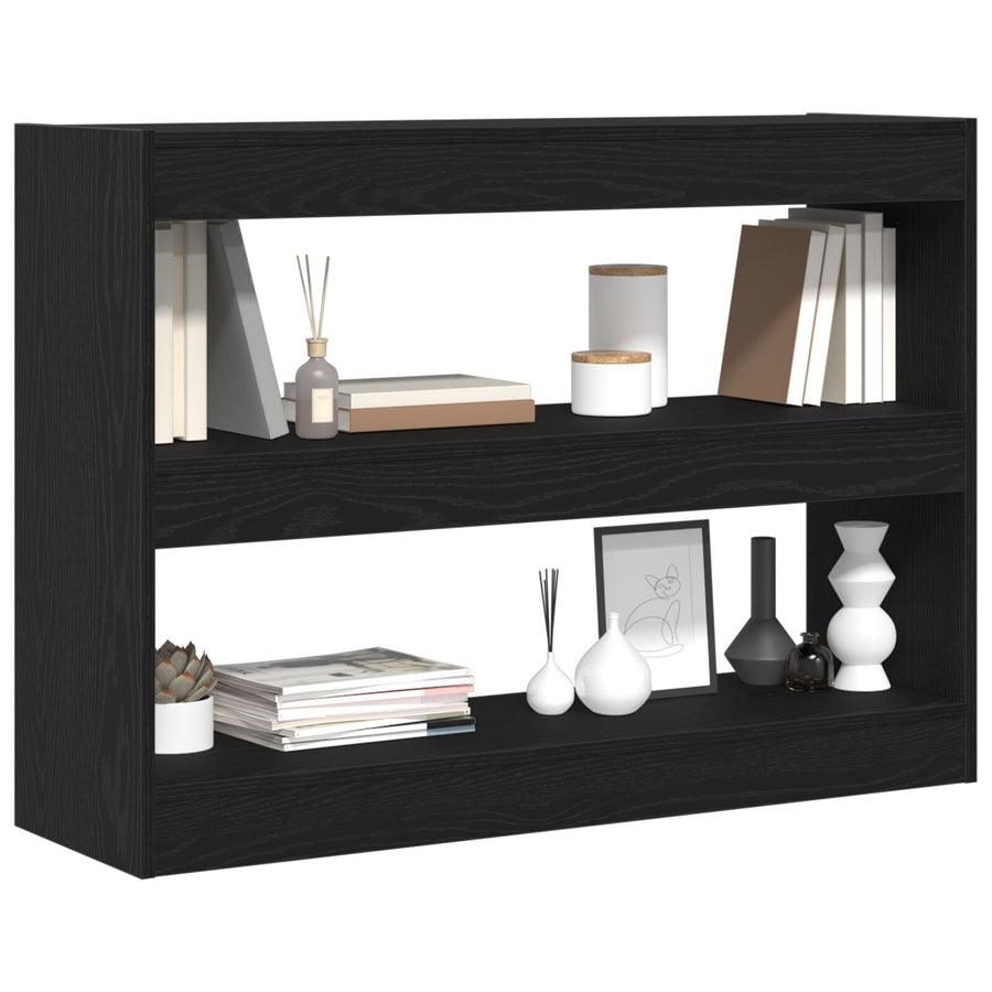 Boekenkast/Kamerdivider Zwart Eiken 100X30X72 Cm Bewerkt Hout