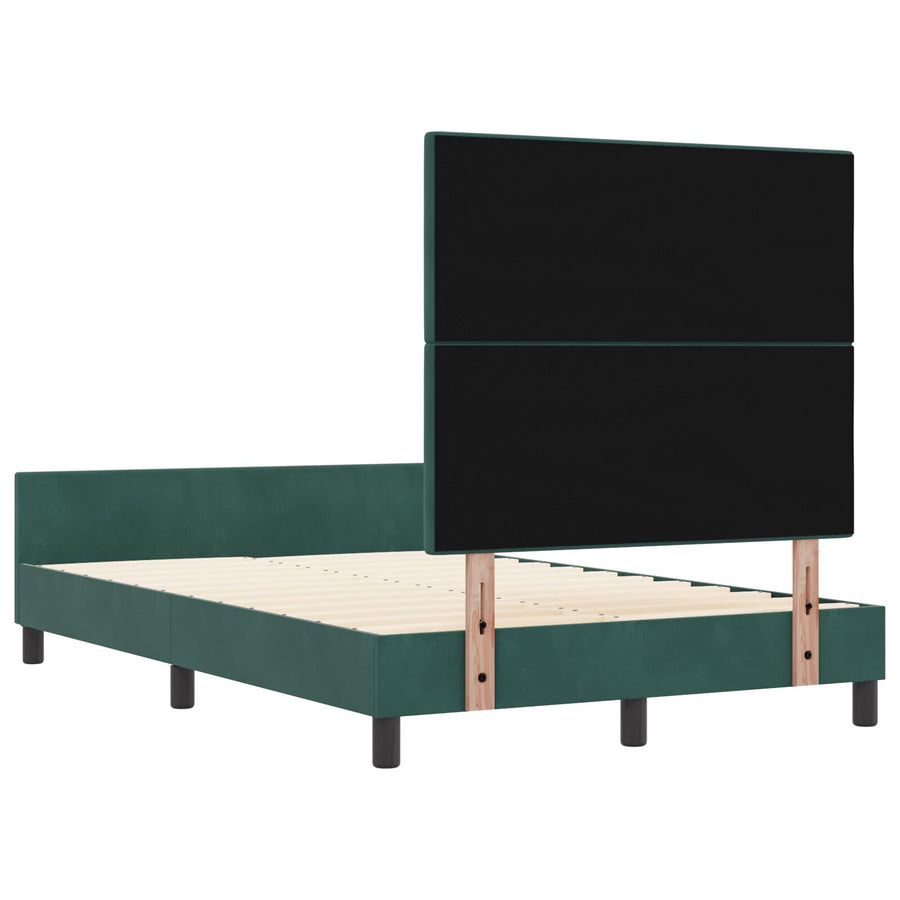 Bed Frame Donkergroen 120X200 Cm Velours Crème