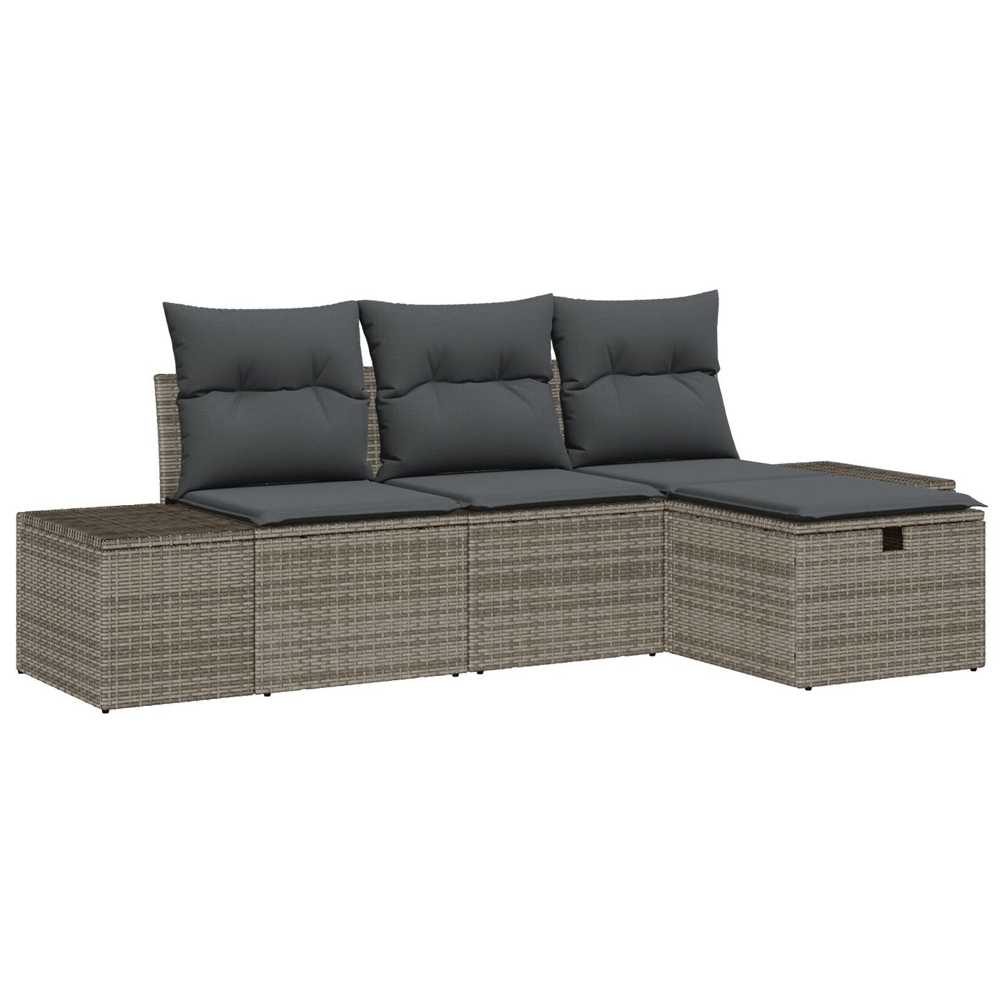 4-Delige Tuin Sofa Set Met Kussens Grijze Poly Rattan Wit