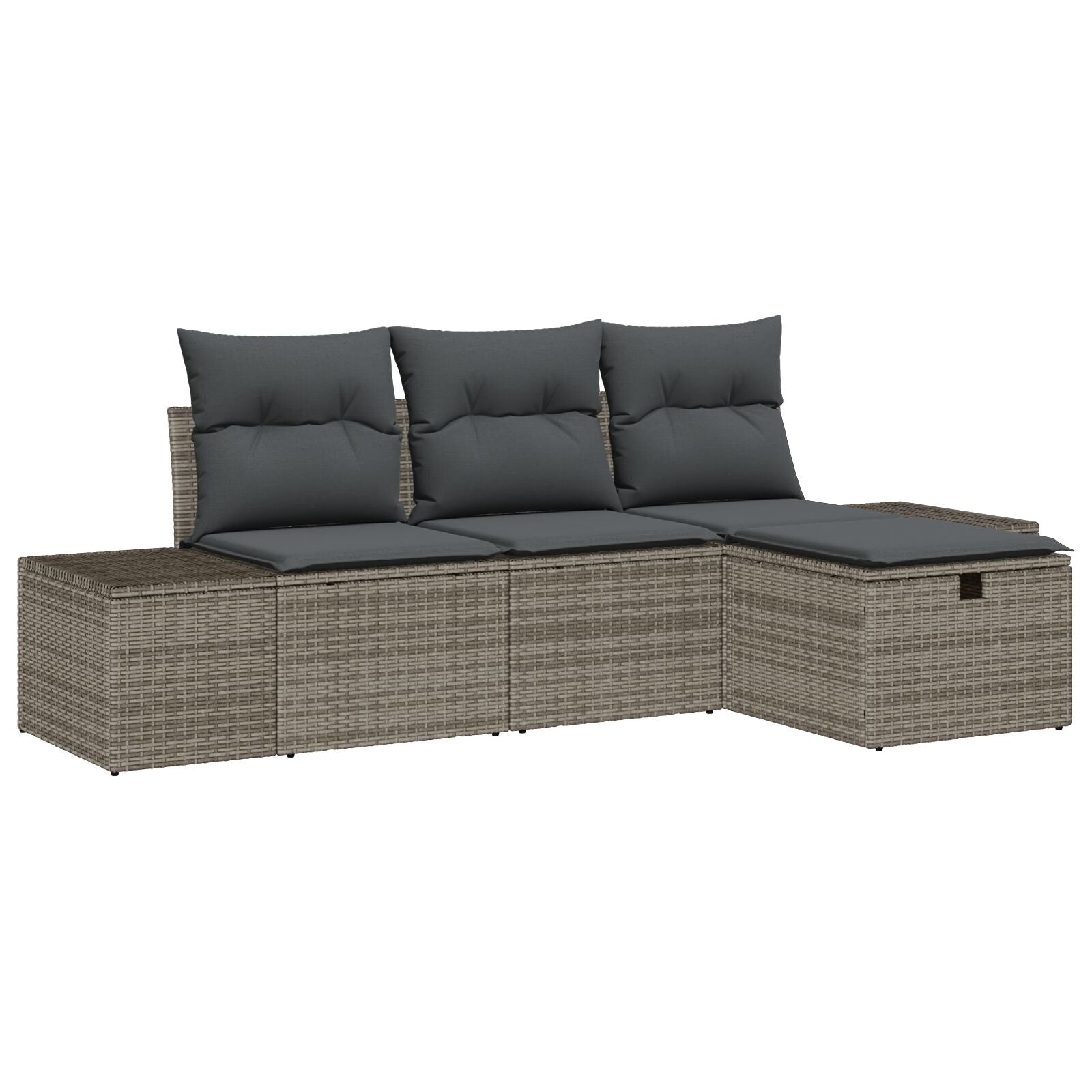 4-Delige Tuin Sofa Set Met Kussens Grijze Poly Rattan Wit