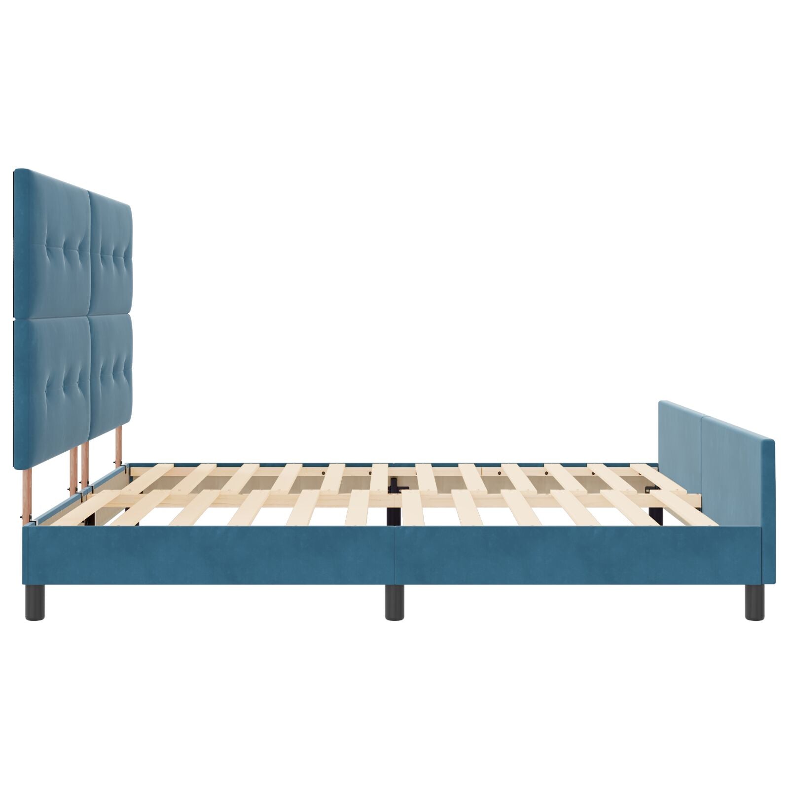 Bedframe Donkerblauw 200X200 Cm Fluweel Crème