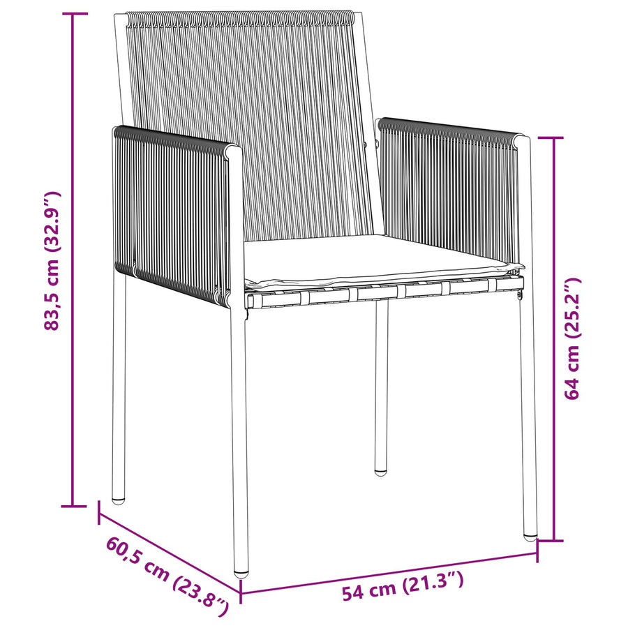 5-Delige Tuin Eetset Met Kussens Zwart Poly Rattan