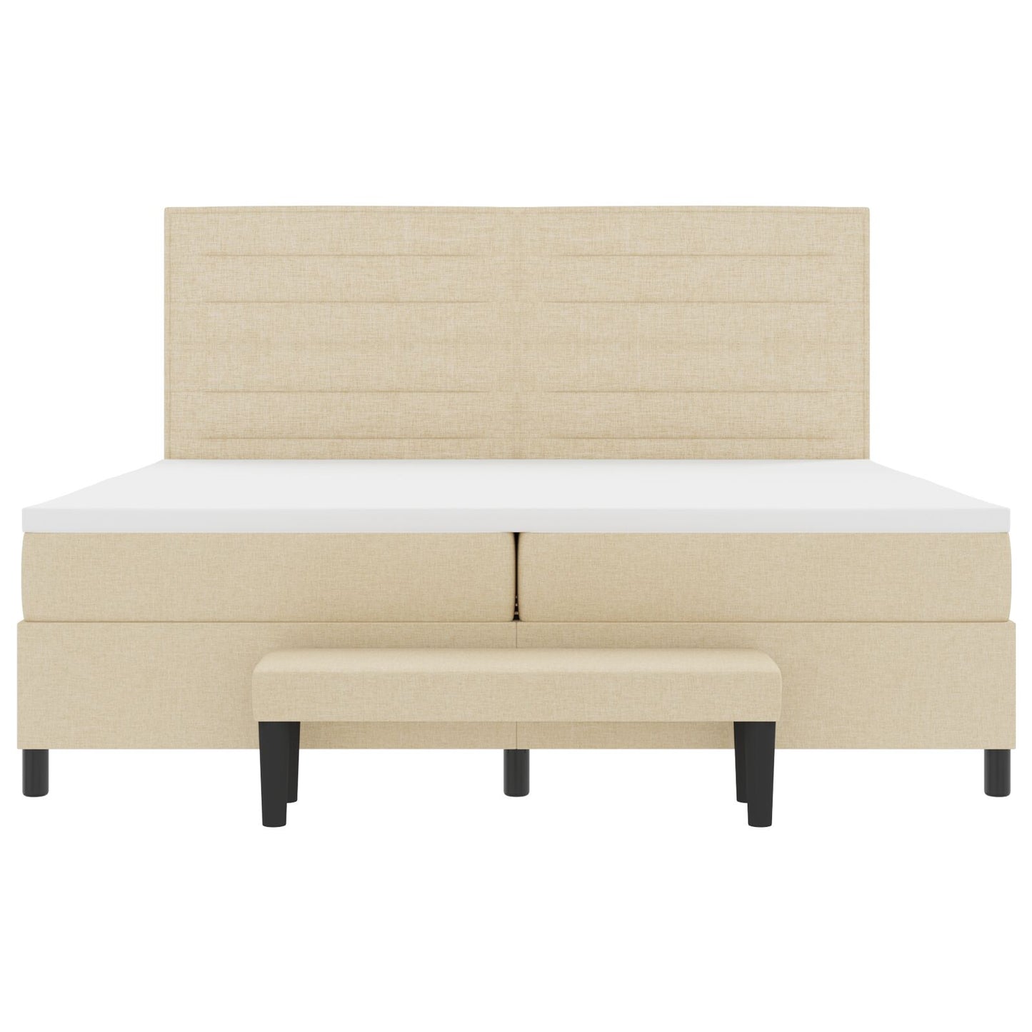 Boxspring Bed Met Matras & Bank Stof Crème 200 x 200 cm Lijnen ontwerp